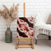 Puakenikeni Maile Lei Canvas Wall Art Frangipani Red Tropical Leaves