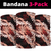 Puakenikeni Maile Lei Neck Gaiter Frangipani Red Tropical Leaves
