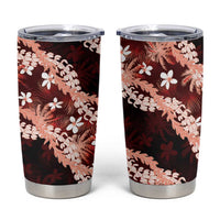 Puakenikeni Maile Lei Tumbler Cup Frangipani Red Tropical Leaves