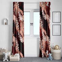 Puakenikeni Maile Lei Window Curtain Frangipani Red Tropical Leaves