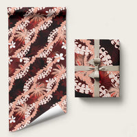 Puakenikeni Maile Lei Wrapping Paper Frangipani Red Tropical Leaves