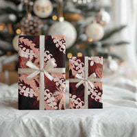 Puakenikeni Maile Lei Wrapping Paper Frangipani Red Tropical Leaves