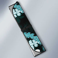 Puakenikeni Maile Lei Auto Sun Shade Frangipani Turquoise Tropical Leaves