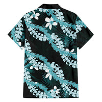 Puakenikeni Maile Lei Family Matching Short Sleeve Bodycon Dress and Hawaiian Shirt Frangipani Turquoise Tropical Leaves LT01 - Polynesian Pride