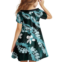 Puakenikeni Maile Lei Family Matching Summer Maxi Dress and Hawaiian Shirt Frangipani Turquoise Tropical Leaves LT01 - Polynesian Pride