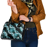 Puakenikeni Maile Lei Shoulder Handbag Frangipani Turquoise Tropical Leaves