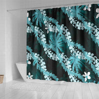 Puakenikeni Maile Lei Shower Curtain Frangipani Turquoise Tropical Leaves