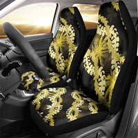 Puakenikeni Maile Lei Car Seat Cover Frangipani Yellow Tropical Leaves LT01 - Polynesian Pride