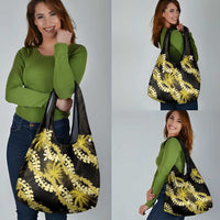 Puakenikeni Maile Lei Grocery Bag Frangipani Yellow Tropical Leaves