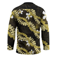 Puakenikeni Maile Lei Hockey Jersey Frangipani Yellow Tropical Leaves