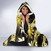 Puakenikeni Maile Lei Hooded Blanket Frangipani Yellow Tropical Leaves