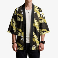 Puakenikeni Maile Lei Kimono Frangipani Yellow Tropical Leaves