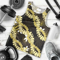 Puakenikeni Maile Lei Men Tank Top Frangipani Yellow Tropical Leaves