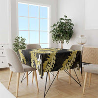 Puakenikeni Maile Lei Tablecloth Frangipani Yellow Tropical Leaves