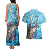 Personalized Hawaii Sea Turtle Couples Matching Tank Maxi Dress and Hawaiian Shirt Hawaii Map Ocean Vibes