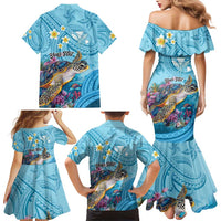 Personalized Hawaii Sea Turtle Family Matching Mermaid Dress and Hawaiian Shirt Hawaii Map Ocean Vibes LT01 - Polynesian Pride