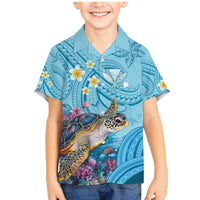 Personalized Hawaii Sea Turtle Family Matching Mermaid Dress and Hawaiian Shirt Hawaii Map Ocean Vibes LT01 Son's Shirt Blue - Polynesian Pride