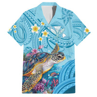 Personalized Hawaii Sea Turtle Family Matching Off Shoulder Maxi Dress and Hawaiian Shirt Hawaii Map Ocean Vibes LT01 Dad's Shirt - Short Sleeve Blue - Polynesian Pride