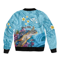 Personalized Hawaii Sea Turtle Sleeve Zip Bomber Jacket Hawaii Map Ocean Vibes