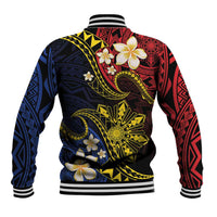 Philippines Spirit Tribal Sun Plumeria Baseball Jacket Red And Blue Polynesian Pattern LT01 - Polynesian Pride