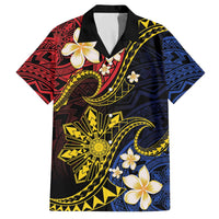 Philippines Spirit Tribal Sun Plumeria Family Matching Off The Shoulder Long Sleeve Dress and Hawaiian Shirt Red And Blue Polynesian Pattern LT01 Dad's Shirt - Short Sleeve Black - Polynesian Pride