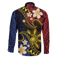 Philippines Spirit Tribal Sun Plumeria Family Matching Off Shoulder Maxi Dress and Hawaiian Shirt Red And Blue Polynesian Pattern LT01 - Polynesian Pride