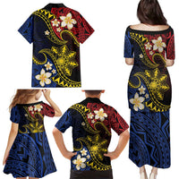 Philippines Spirit Tribal Sun Plumeria Family Matching Puletasi and Hawaiian Shirt Red And Blue Polynesian Pattern LT01 - Polynesian Pride