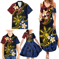 Philippines Spirit Tribal Sun Plumeria Family Matching Summer Maxi Dress and Hawaiian Shirt Red And Blue Polynesian Pattern LT01 - Polynesian Pride