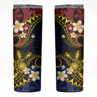 Philippines Spirit Tribal Sun Plumeria Skinny Tumbler Red And Blue Polynesian Pattern LT01 Black - Polynesian Pride