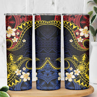 Philippines Spirit Tribal Sun Plumeria Skinny Tumbler Red And Blue Polynesian Pattern LT01 - Polynesian Pride
