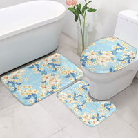 Hawaii Hibiscus Plumeria Blue Bathroom Set Polynesian Pattern