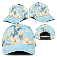 Hawaii Hibiscus Plumeria Blue Classic Cap Polynesian Pattern