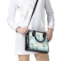 Hawaii Hibiscus Plumeria Blue Shoulder Handbag Polynesian Pattern