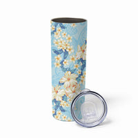Hawaii Hibiscus Plumeria Blue Skinny Tumbler Polynesian Pattern