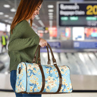 Hawaii Hibiscus Plumeria Blue Travel Bag Polynesian Pattern