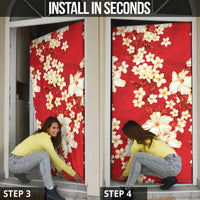 Hawaii Hibiscus Plumeria Red Door Cover Polynesian Pattern