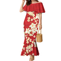 Hawaii Hibiscus Plumeria Red Family Matching Mermaid Dress and Hawaiian Shirt Polynesian Pattern LT01 Mom's Dress Red - Polynesian Pride