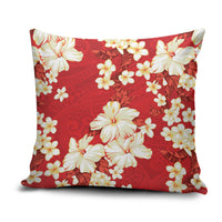 Hawaii Hibiscus Plumeria Red Pillow Cover Polynesian Pattern