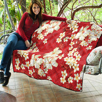 Hawaii Hibiscus Plumeria Red Quilt Polynesian Pattern