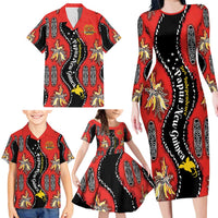 Papua New Guinea 50th Independence Family Matching Long Sleeve Bodycon Dress and Hawaiian Shirt PNG Batik Pattern LT01 - Polynesian Pride