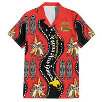 Papua New Guinea 50th Independence Family Matching Off Shoulder Maxi Dress and Hawaiian Shirt PNG Batik Pattern LT01 Dad's Shirt - Short Sleeve Red - Polynesian Pride