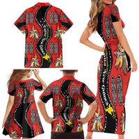 Papua New Guinea 50th Independence Family Matching Short Sleeve Bodycon Dress and Hawaiian Shirt PNG Batik Pattern LT01 - Polynesian Pride