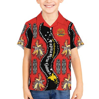 Papua New Guinea 50th Independence Family Matching Summer Maxi Dress and Hawaiian Shirt PNG Batik Pattern LT01 Son's Shirt Red - Polynesian Pride