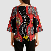 Papua New Guinea 50th Independence Kimono Sleeve Blouse PNG Batik Pattern - Polynesian Pride
