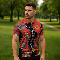 Papua New Guinea 50th Independence Zipper Polo Shirt PNG Batik Pattern - Polynesian Pride