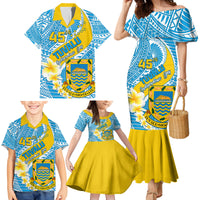 Personalised Tuvalu Independence Day Family Matching Mermaid Dress and Hawaiian Shirt Plumeria 45th Anniversary LT01 - Polynesian Pride