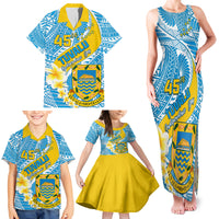 Personalised Tuvalu Independence Day Family Matching Tank Maxi Dress and Hawaiian Shirt Plumeria 45th Anniversary LT01 - Polynesian Pride