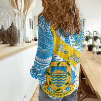 personalised-tuvalu-independence-day-women-casual-shirt-plumeria-45th-anniversary