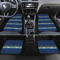 Hawaii Santa Riding Sea Turtle Car Mats Mele Kalikimaka Polynesian Pattern - Polynesian Pride