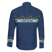Hawaii Santa Riding Sea Turtle Family Matching Long Sleeve Bodycon Dress and Hawaiian Shirt Mele Kalikimaka Polynesian Pattern LT01 - Polynesian Pride